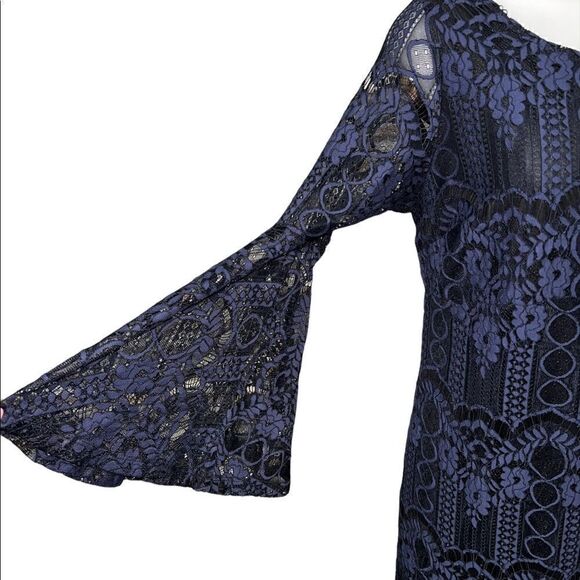 Ellos
lace navy sheath dress bell sleeve evening ware cocktail maxi career SZ 10 - Picture 6 of 11